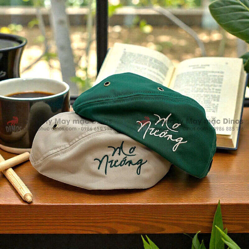 Mũ beret nam nữ thêu logo