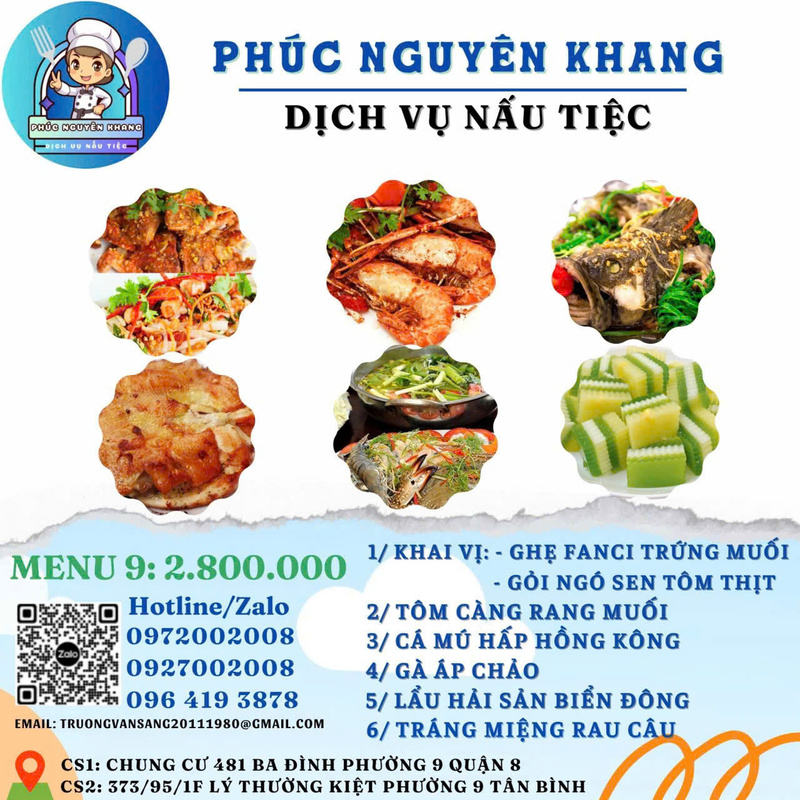 Menu - Dịch Vụ Nấu Tiệc Phúc Nguyên Khang - Công Ty TNHH Tư Vấn Thiết Kế Xây Dựng Trang Trí Nội Thất Nhà Mới