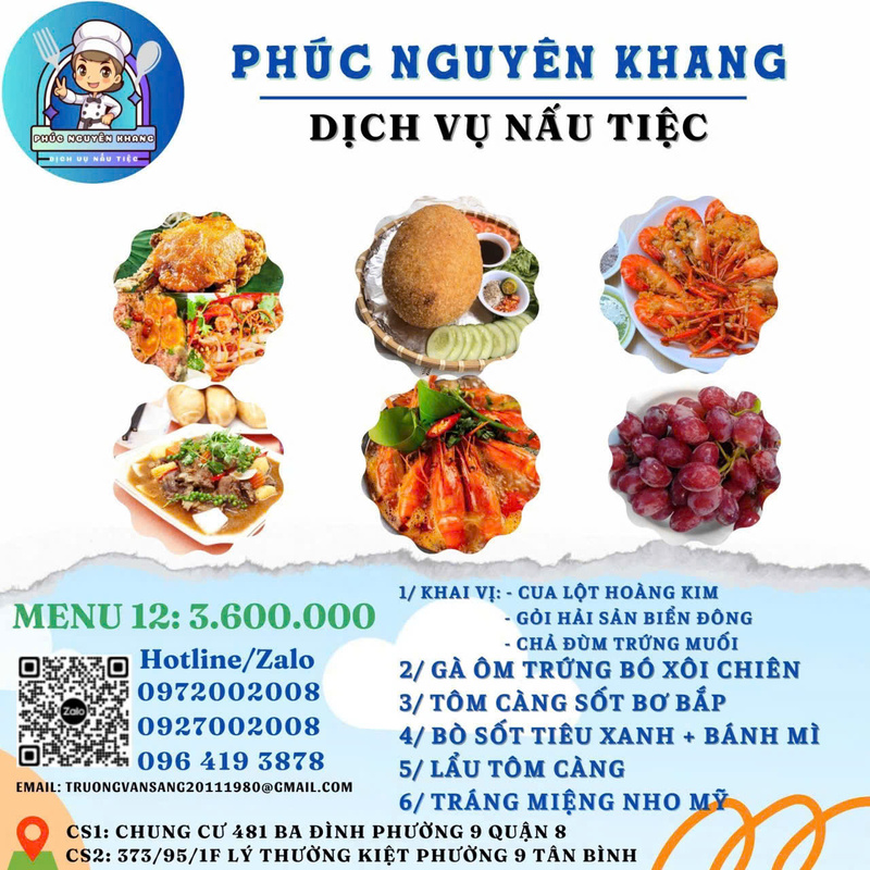 Menu - Dịch Vụ Nấu Tiệc Phúc Nguyên Khang - Công Ty TNHH Tư Vấn Thiết Kế Xây Dựng Trang Trí Nội Thất Nhà Mới