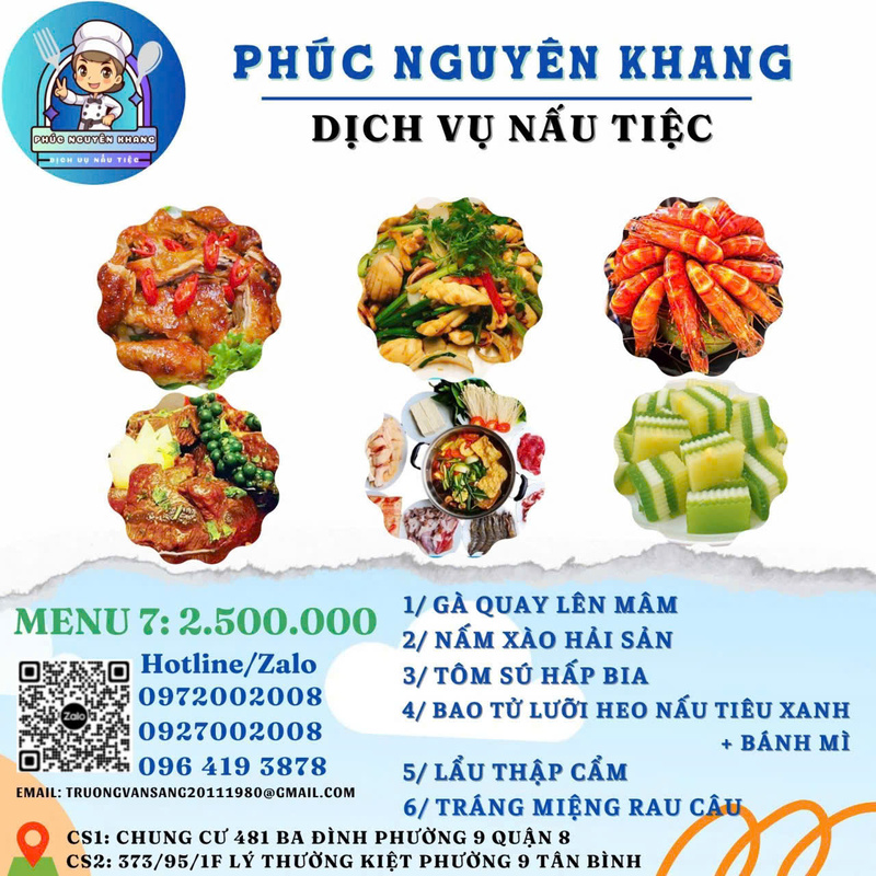 Menu - Dịch Vụ Nấu Tiệc Phúc Nguyên Khang - Công Ty TNHH Tư Vấn Thiết Kế Xây Dựng Trang Trí Nội Thất Nhà Mới