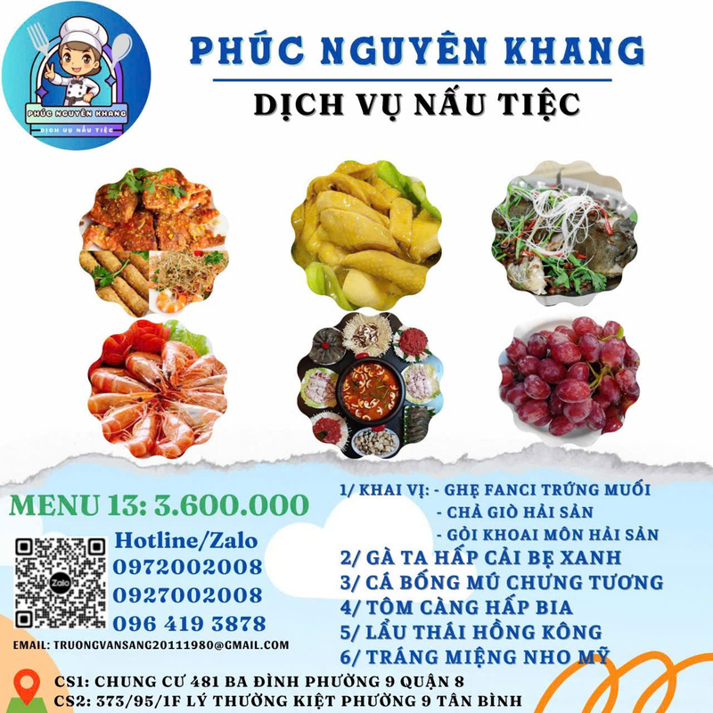 Menu - Dịch Vụ Nấu Tiệc Phúc Nguyên Khang - Công Ty TNHH Tư Vấn Thiết Kế Xây Dựng Trang Trí Nội Thất Nhà Mới