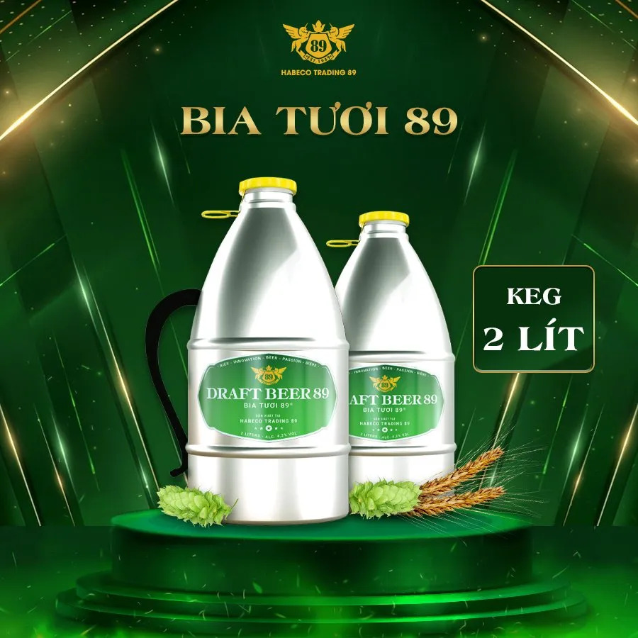 Bia tươi 89 keg 2 lít