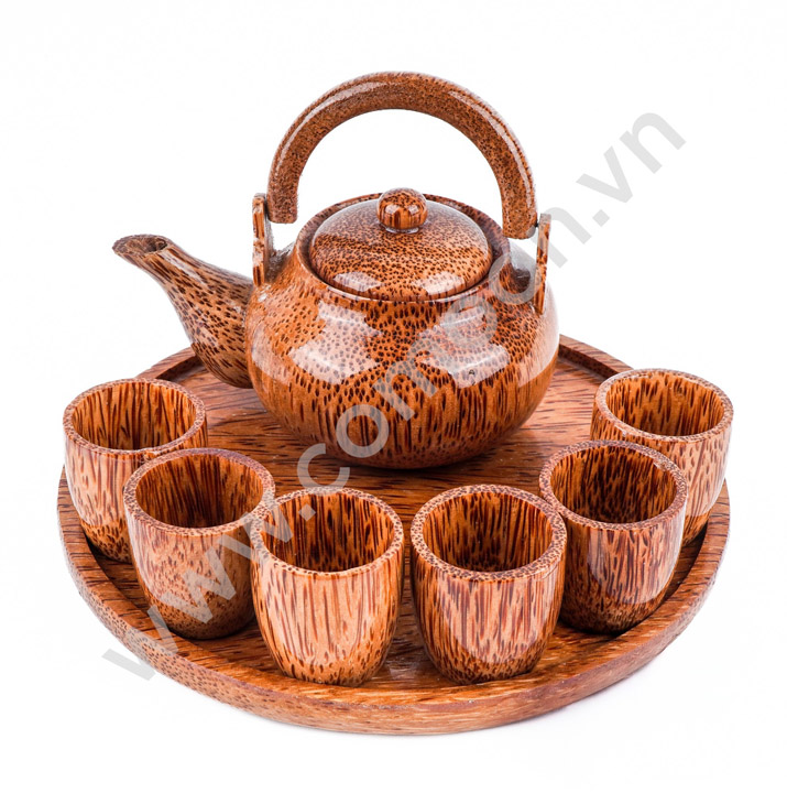 Bộ ấm Trà Bằng Gỗ Dừa - 6 Tách - Sản Phẩm Từ Dừa Comoon - Công Ty TNHH Comoon