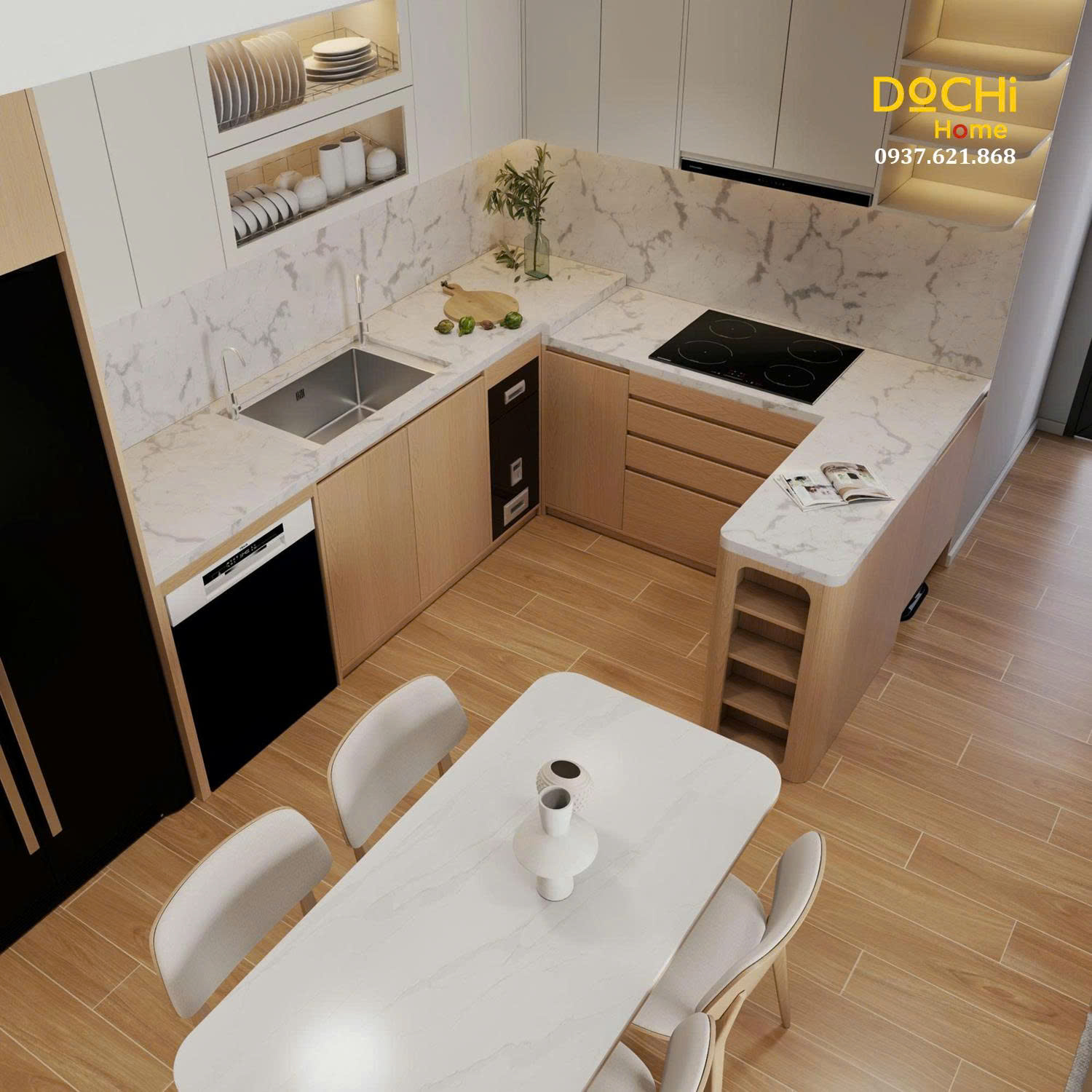 Thiết kế nội thất phòng bếp - Dochi Home - Nhà Máy Thiết Kế, Sản Xuất, Thi Công Nội Thất Căn Hộ - Công Ty TNHH Dochi Home