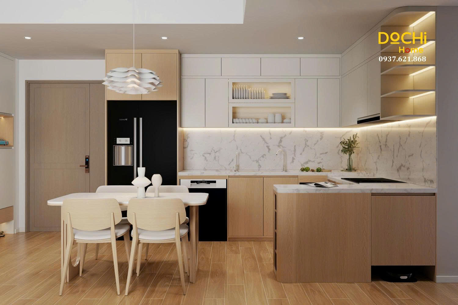 Thiết kế nội thất phòng bếp - Dochi Home - Nhà Máy Thiết Kế, Sản Xuất, Thi Công Nội Thất Căn Hộ - Công Ty TNHH Dochi Home
