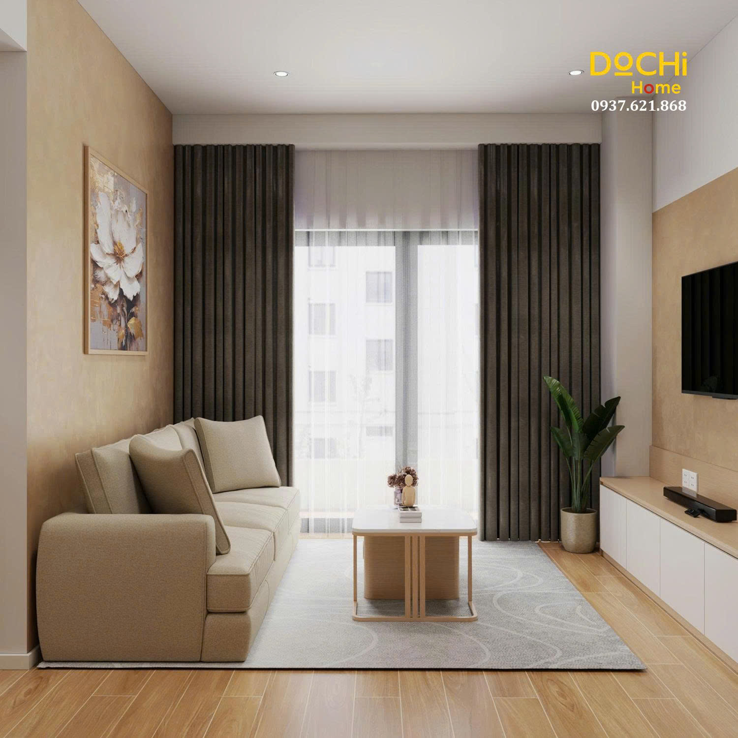 Thiết kế nội thất phòng khách - Dochi Home - Nhà Máy Thiết Kế, Sản Xuất, Thi Công Nội Thất Căn Hộ - Công Ty TNHH Dochi Home