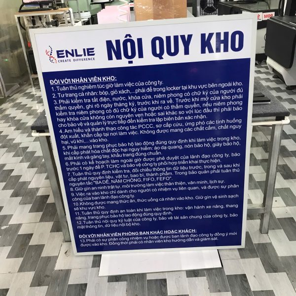 In bảng nội quy kho - In ấn Quảng Cáo Mạnh Dũng - Công Ty Cổ Phần Quảng Cáo Mạnh Dũng