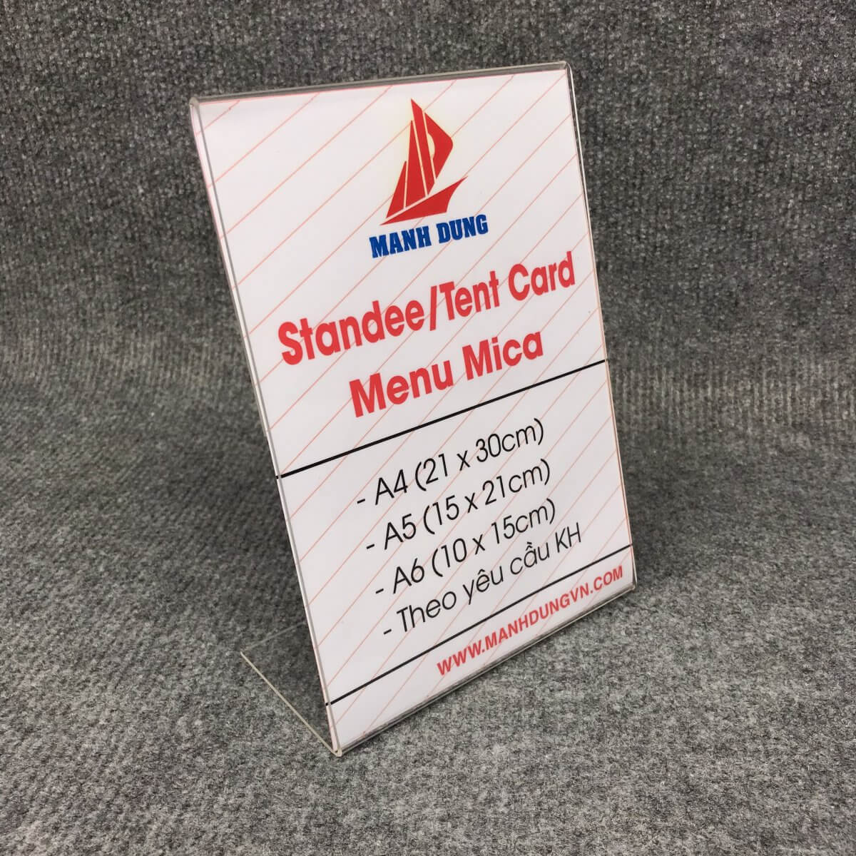 Menu mica chữ L A4 đứng