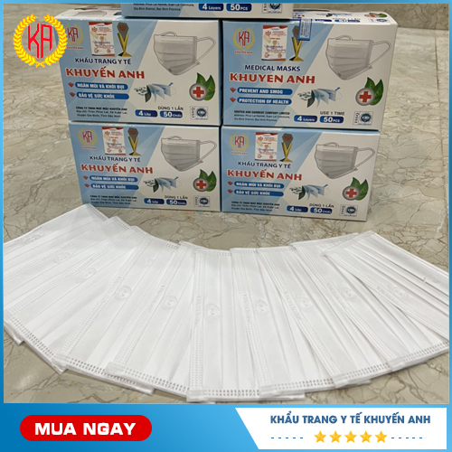 Khẩu trang y tế màu trắng 4 lớp