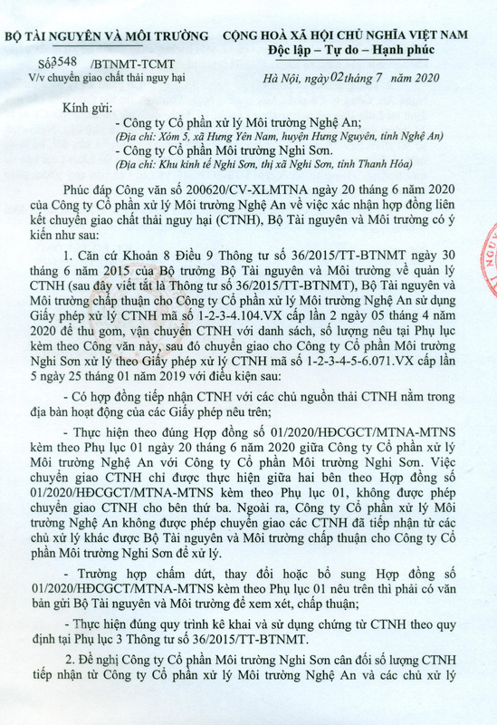 Công văn chấp nhận