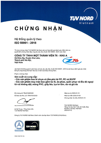 Chứng nhận ISO 50001:2018