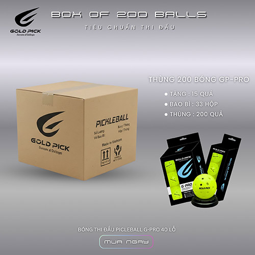 Bóng Pickleball Gold Pick - G-PRO tiêu chuẩn thi đấu (BOX 200)