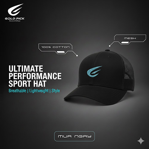 Mũ thể thao Gold Pick - Sport G5 BLACK - Dụng Cụ Pickleball Gold Pick - Công Ty Cổ Phần Sản Xuất Và Thương Mại Gold Pick