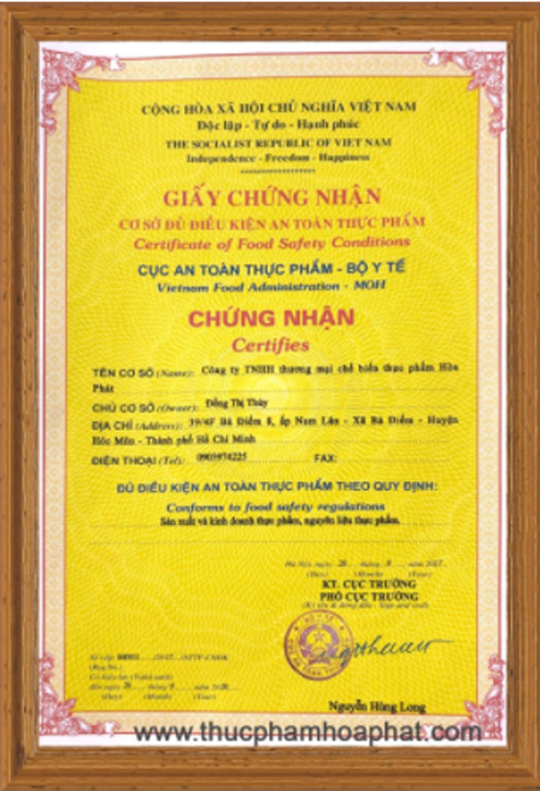 Chứng nhận an toàn thực phẩm