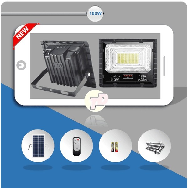 Đèn pha năng lượng mặt trời 100W - Jindian JD8800L
