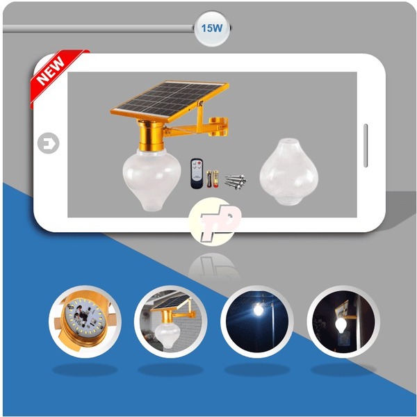 Đèn trụ cổng năng lượng mặt trời 15W - Jindian JD9909