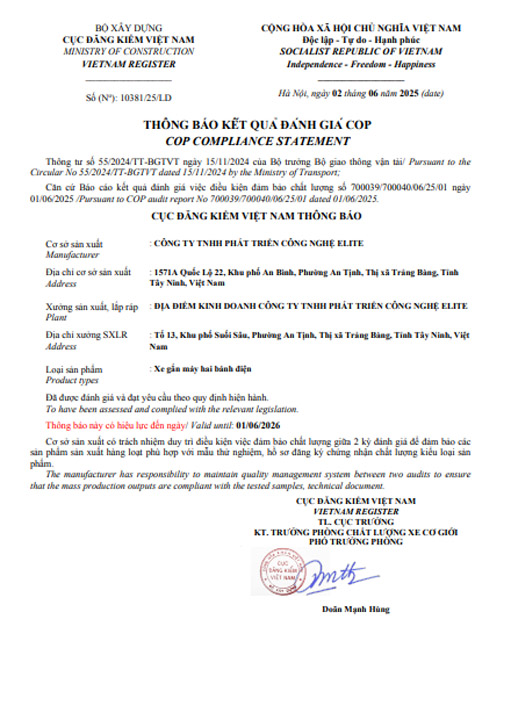 Thông báo kết quả đánh giá COP