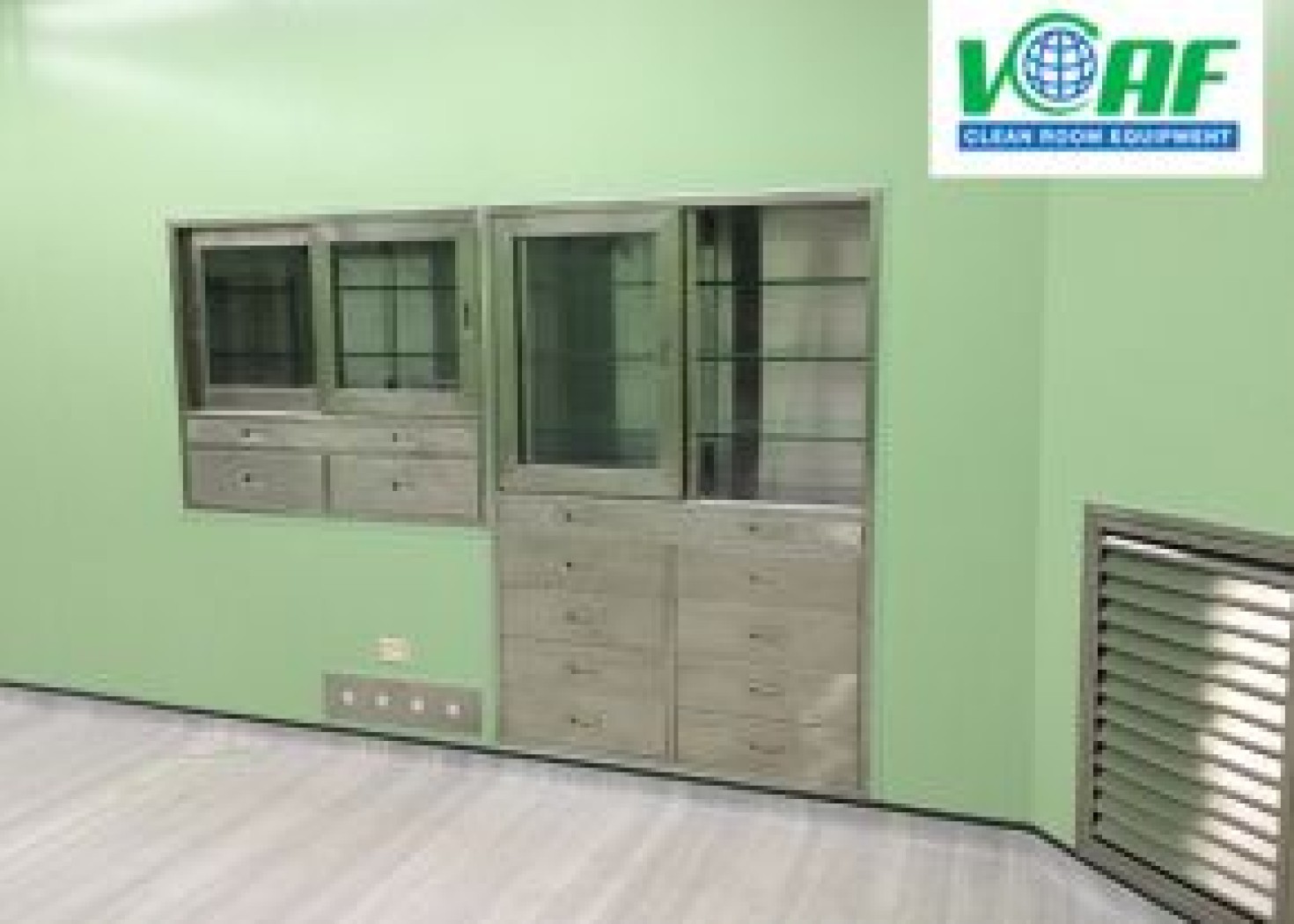 Tủ kệ âm tường inox phòng sạch