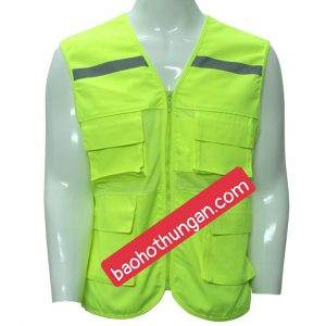 Áo gilê vải có túi hộp màu xanh nõn chuối