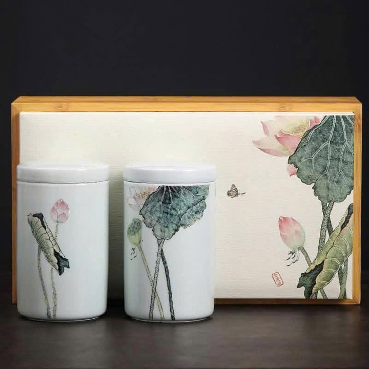 Hộp trà sen sứ xương - Linh Hoa Trà  - Công Ty TNHH Tư Vấn Dịch Vụ Và Thương Mại Văn Lê