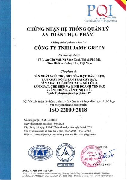 Chứng nhận ISO 22000:2018