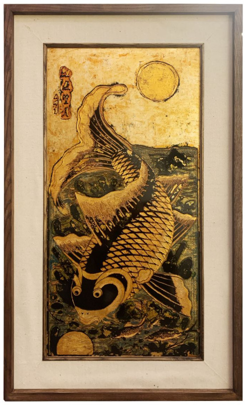 Tranh cá chép trông trăng - Tranh Sơn Dầu La Toa - Công Ty Cổ Phần La Toa