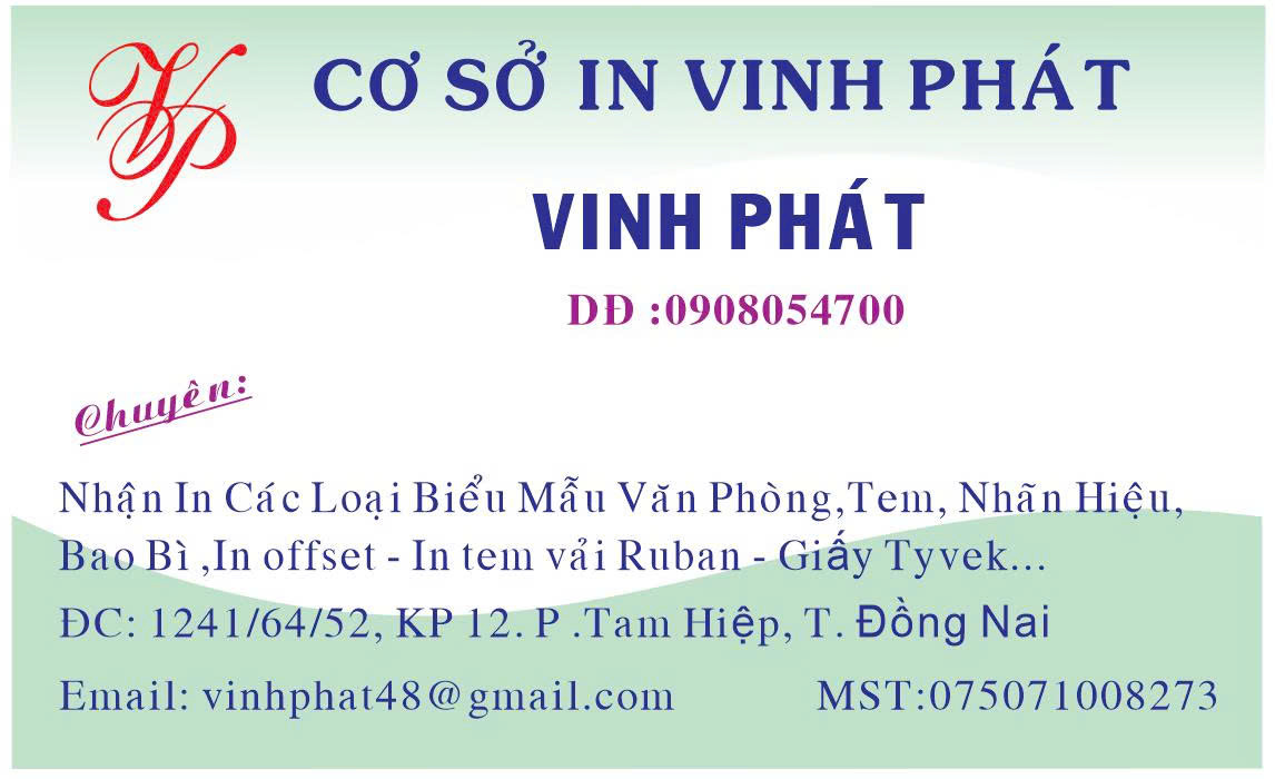 Hình ảnh công ty Cơ Sở In Vinh Phát - Cơ Sở In Vinh Phát