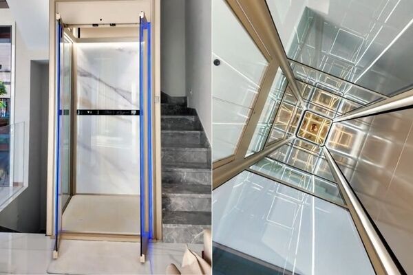 Thang máy gia đình Sindmini khung vàng