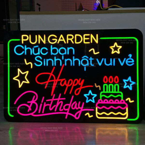 Bảng đèn Led Happy Birthday cầm tay có pin sạc