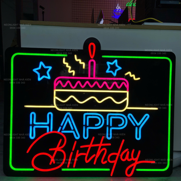 Bảng đèn Led Neon Happy Birthday cầm tay