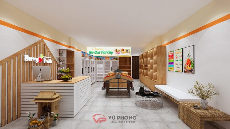 Thiết kế thi công nội thất cửa hàng hoa quả