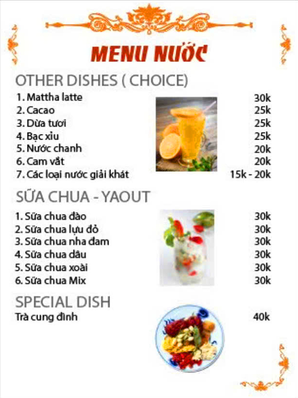Menu thức uống