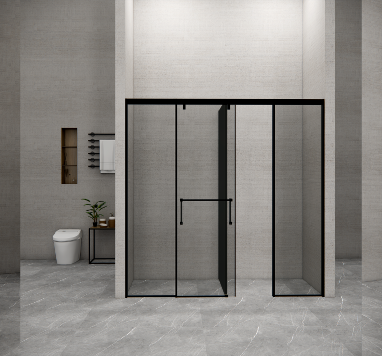 Phòng tắm kính đứng Slim FLS T4 MATTE BLACK