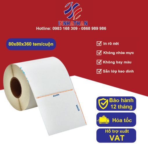 In tem nhiệt 80x80mm