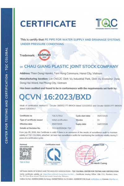 QCVN 16:2023/BXD - ống Nhựa Solmax - Công Ty Cổ Phần Châu Giang Plastic