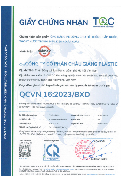 QCVN 16:2023/BXD - ống Nhựa Solmax - Công Ty Cổ Phần Châu Giang Plastic