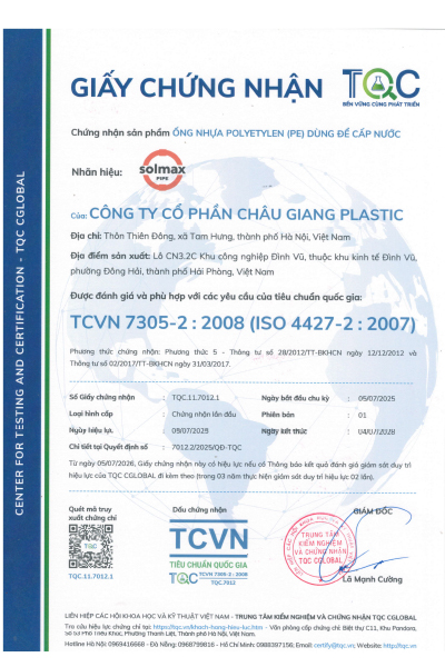 TCVN 7305-2:2008 - ống Nhựa Solmax - Công Ty Cổ Phần Châu Giang Plastic