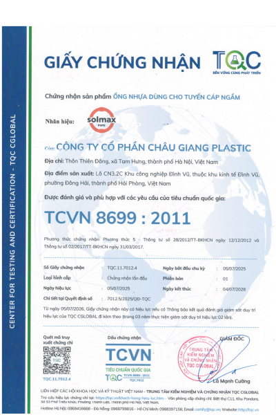 TCVN 8699:2011 - ống Nhựa Solmax - Công Ty Cổ Phần Châu Giang Plastic