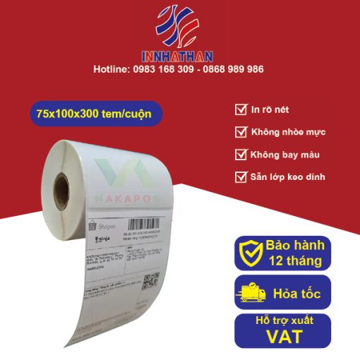 In tem nhiệt 75x100mm