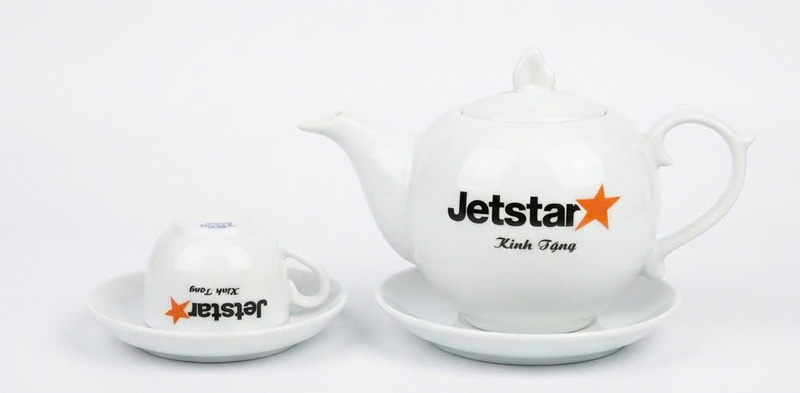 Bộ ấm chén chóp lửa men trắng