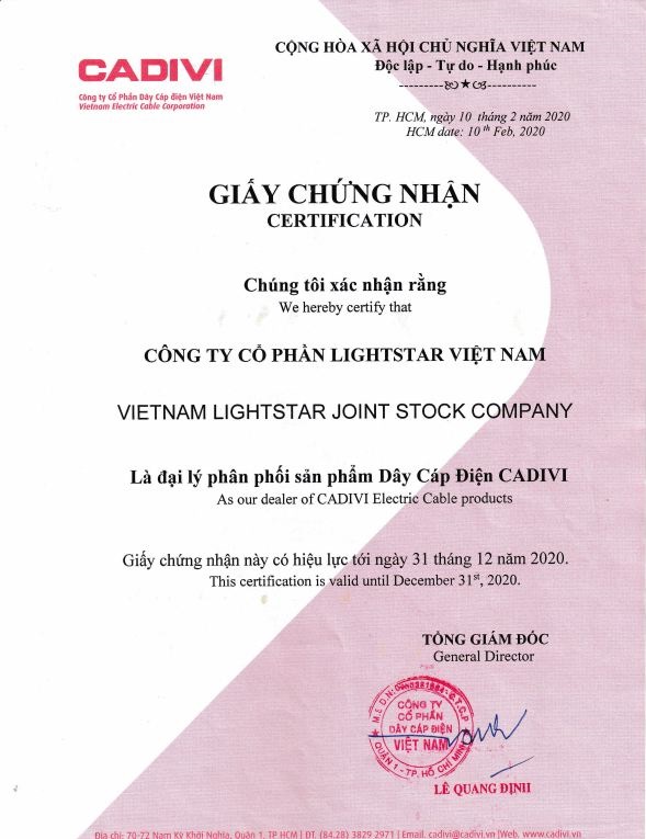 Chứng nhận đại lý phân phối