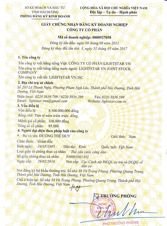 Chứng nhận đăng ký doanh nghiệp
