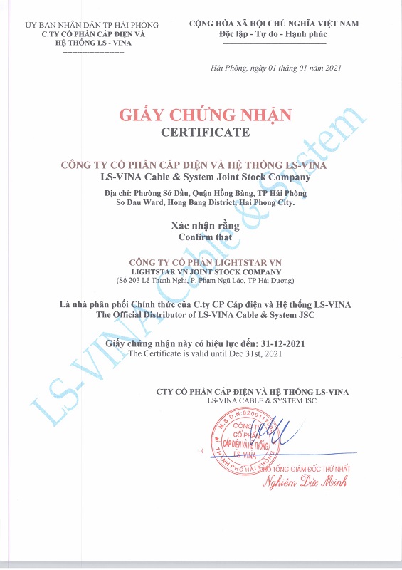Chứng nhận nhà phân phối
