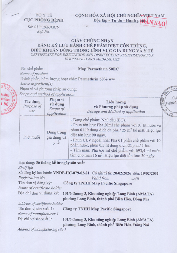 Chứng nhận MPT 50EC