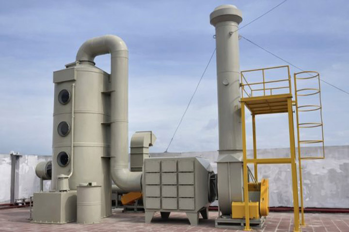 Hệ thống xử lý khí thải bằng phương pháp kết hợp tháp hấp thụ ướt + than hoạt tính