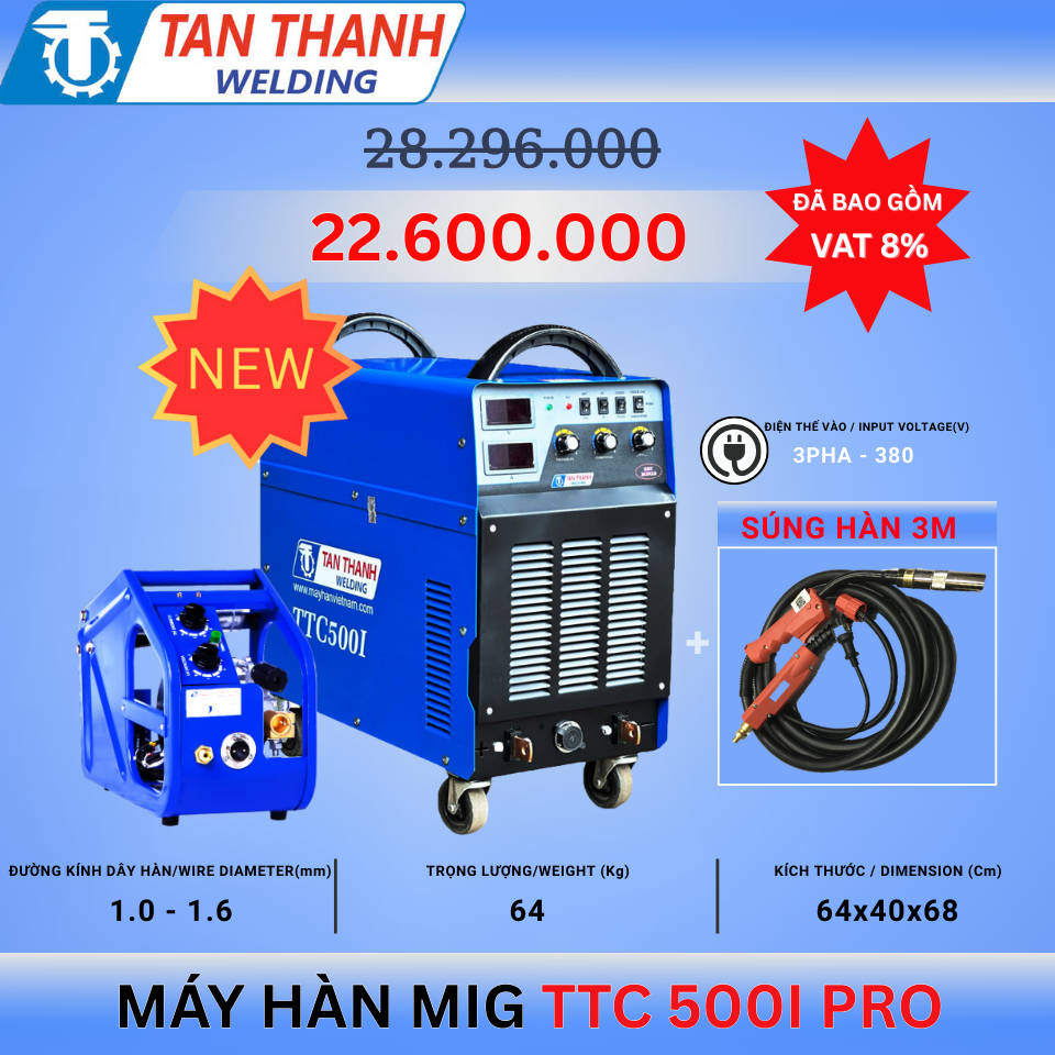 Máy hàn MIG TTC500I Inverter (380V)