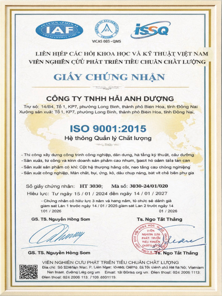 Chứng chỉ ISO 9001:2015