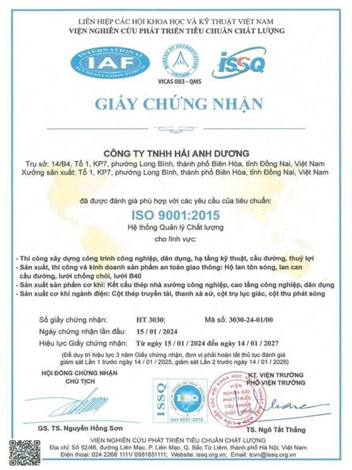 Chứng chỉ ISO 9001:2015