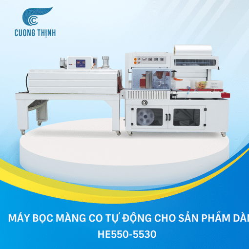 Máy bọc màng co tự động Model HE550-5530 cho sản phẩm dài