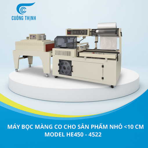 Máy bọc màng co POF Model HE450+4522 cho sản phẩm nhỏ